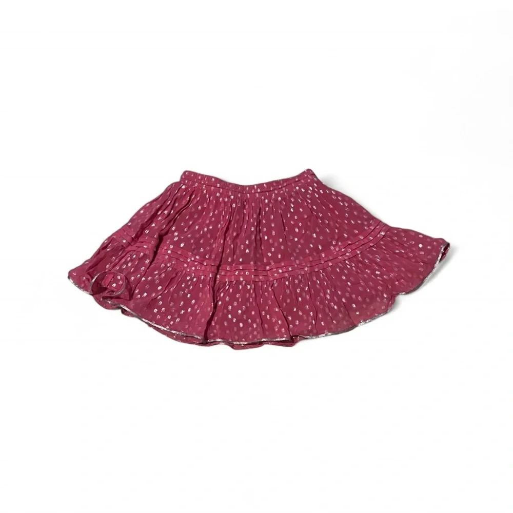 ROCOCO SAND Orlean Short Mini Skirt in Pink. Size XS. Pom Pom tassels.